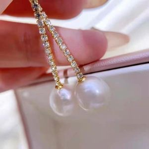 Stud Earrings RY Pure 925 Sterling Silver Water Drop 9-10mm Fresh White Akoya Pearls Studs Women Fine Pearl Clasps