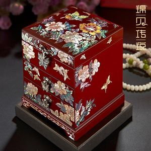 Storage Boxes Mother-of-Pearl Lacquer Wooden Jewellery Box Wedding Princess European Valentine's Day Gift