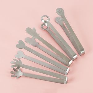 Creative Bar Food Clip 430 Stainless Steel Gloves Shells Circular Heart Tongs Coffee Tea Shop Sugar Chopsticks Clamp