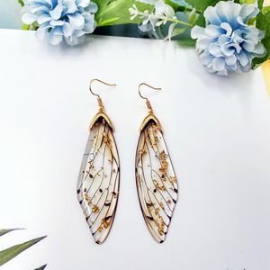 Kolczyki Dangle Minar Fairy Clear żywica motyl Drop dla kobiet romantyczna bling folia symulacyjna symulacja skrzydełek Prezent kolczyka