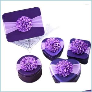 Gift Wrap Gift Wrap 10Pcs/Lot Tin Wedding Candy Box Heart/Round/Square/Rec 4 Shape To Choose Creative Sunflower Party Drop Delivery Dh1Ez