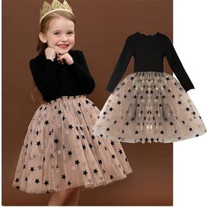 Vestidos de meninas bebê mangas compridas lantejoulas estrela partido princesa criança roupas casuais roupas diárias roupas vestido infantil 221107