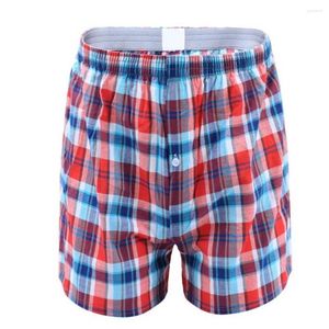 Underpants Men Boxers Plaid High Waist Casual Great Stitching Briefs For Sleeping
