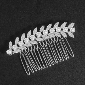 Elegant Silver Color Crystal Wedding Hair Comb Barrettes Leaves Hair Accesories Bridal Tiara Women Hairwear Party Jewelry Gift