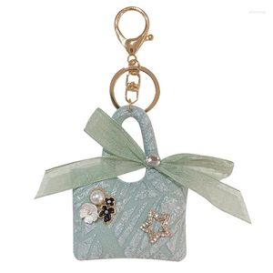 Keychains Handmade Metal Crystal Flower Lace Diy Cute Bag Model Jewelry Accessories Handbag Charm Women Gift For Her Luxury