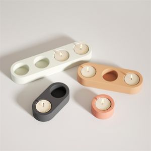 Candles Silicone Candle Holder Mold Concrete Tealight Candlestick Mould Home Table Centerpiece Decor 221108