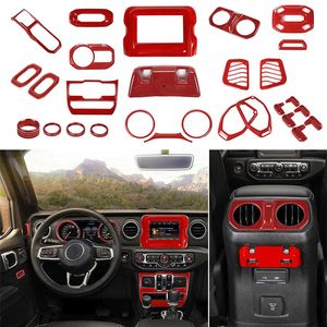 Red 28Pcs set Interior Accessories Cover Trim Decoration Kit For Jeep Wrangler JL 2018 Auto Interior Accessories301U