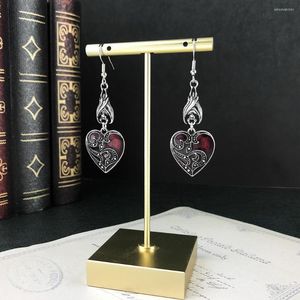Dangle Earrings Gothic Vampire Bat For Women Vintage Heart Pendant Mystic Witch Jewelry Accessories Gifts Blood Red