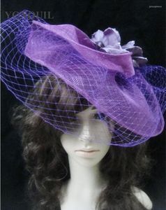 Headpieces High Quality Sinamy Big Fascinatos Silk Flower And Veils Adorn Hat Fashion Bridal Hair Accessories Party Hats Wedding