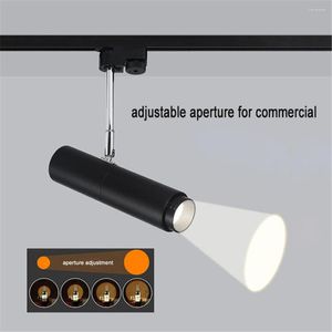 Ceiling Lights Black White Adjustable Focus Spotlight Aperture Led Track For Commercial Restaurant Bar Focusing Stage Theatre