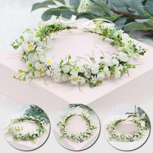 Pieces de cabeça Artificial Flower Garland Wreath -Headdress Band Hair Hoop Band Head Bride Princess Crown Birthday Wedding Decoration