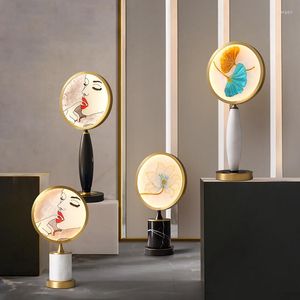 Table Lamps JMZM Chinese Style Enamel Lamp Copper Golden Reading Light Luxury Marble LED For Bedside Living Study Room Sofa