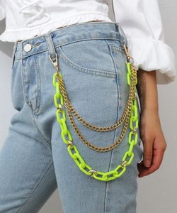 Belts Punk Hip Hop Pant Chains Women Waist Candy Color Acrylic Key Chain Belt Jeans Accessories Tassel Harajuku