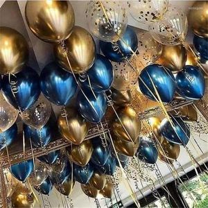 Partydekoration 18 Stück 12 Zoll Goldblau Metallic Konfetti Latexballons Geburtstagsdekorationen Kinder Junge Erwachsener Mann 16 18 21. 30 40 50