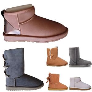 2022 Snow Boots For Womens Luxury Classic Australie Australia Brown Furry booties Navy Pink Black Fashion Designer booties Bottes Ankle Bow Autumn uggitys