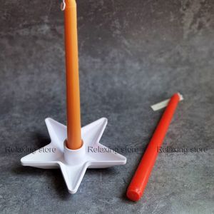 Candles Star forma de aromaterapia com o recipiente do haste de haste de concreto Candlestick Cementick Cement Curra of Decoration Silicone Mold 221108