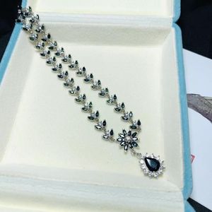 Colliers pendants Collier Sapphire Natural 925 Argent pour femmes haut de gamme Banquet de conception de luxe de luxe Bijoux 221107