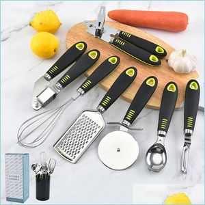 Outras ferramentas de cozinha aço inoxidável abridor de queijo Planer Pizza Spata Can CAN Pressione Gadgets de cozinha de colher de sorvete Drop Deliv Dhpjl