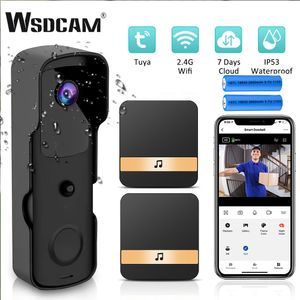 Doorbells Wsdcam HD 1080P Tuya Video WIFI Wireless Camera Waterproof Outdoor Monitor Smart Home Intercom Door Bell 221119