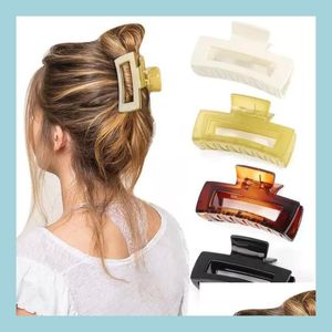 Party Favor Fashion Party Accessories Acrylic Hairs Clips Hairpins Solid Big Hair Claws Elegant Frosted Barrette Headwear Women Girl Dh2Li