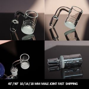 不透明なクォーツバンガーネイルドメレススモーキングアクセサリーフラットトップスプラッシュガード10mm 14mm 18mm男性45/90度Bong Dab Oil Rigs用Terp Slurper