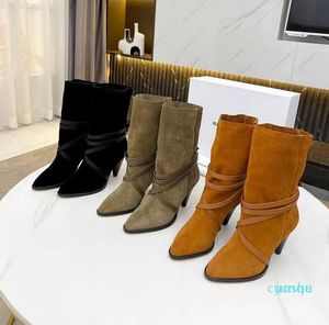 Ankle Boots Leather Calfskin Cool Shoes Lamsy Suede Marant Rock Roll Original Paris Runway Women Isabel