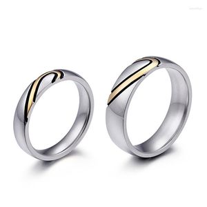 Wedding Rings Jewelry Gold Color Heart Puzzle Ring For Women Men Silver Stainless Steel Lover Promise Valentine's Day Gifts