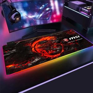 Red Dragon MSI RGB Gaming Large Mouse Pad Gamer LED ComputerMousePad Big with Backlight Carpet for Keyboard Mouse Pad non-skid275k