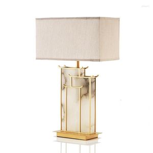 Table Lamps Modern Golden Marble For Bedroom Bedside Luminaire Living Room Home Decor LED Lights Lighting