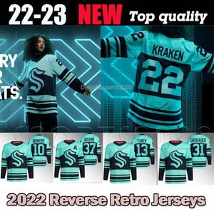 Maglia Seattle 2022-23 retro invertita Philipp Grubauer Kraken Matty Beniers Shane Wright Cale Fleury Andre Burakovsky Oliver Bjorkstrand Morgan Geekie Yanni Gourde