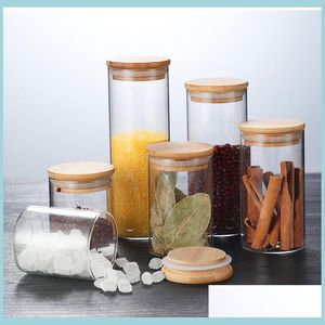 Food Savers Storage Containers Glass Food Storage Containers Diameter 6 5Cm Airtight Jars With Bamboo Wooden Lids Drop Delivery Ho Dh4Nj