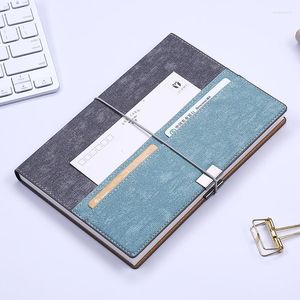 Laptop Simple A5 Leather Business Notebook Conference Tape Office levererar f￶rtjockande jobb