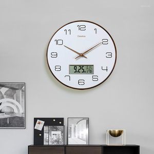 Wall Clocks Nordic Clock Solid Wood Calendar Creative Living Room Decoration Home Decor Watch Large Luxury With