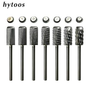 Nail Art Equipment HYTOOS Barrel Carbide Drill Bit Rotary Burrs Reversed Chip Removal Bits Milling Cutter For Manicure s Accessories Tool 221107