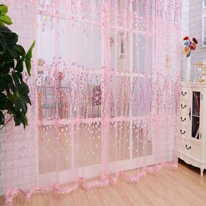 Curtain Plum Flower Printed Window Sheer Voile Tulle For Living Room Balcony Curtains Bedroom Home Decoration Rideaux