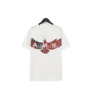 Sommar lyxmodemärke män t shirt färgglad flygande örn bokstav tryck rund hals kort ärm lös t-shirt topp svart vit asiatisk storlek s-3xl