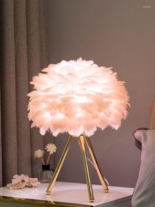 Masa lambaları Yatak odası için yaratıcı lamba güzel pembe/gri/gri ışık modern ev dekorasyonu kapalı parlaklık led oturma odası masası lcd