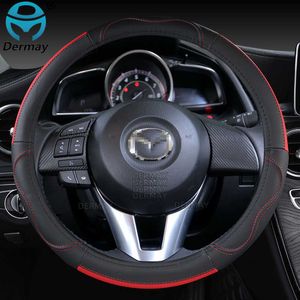 Mazda 2 Mazda Demio için Direksiyon Simidi Kapakları 2002 2023 Orijinal Deri Araba Direksiyon Simidi Kapağı Cowhide Spor Oto Aksesuarları T221108