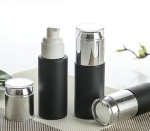 Buzlu siyah cam şişe kavanozları doldurulabilir kozmetik kap boş losyon sprey pompa şişeleri 20ml 30ml 40ml 50ml 60ml 80ml 100ml SN125