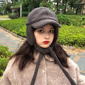 Ball Caps Ear Protection Lei Feng Hat Women Autumn Winter Wild Cute Lamb Wool Baseball Cap Men Thickening Warm Ski Flying