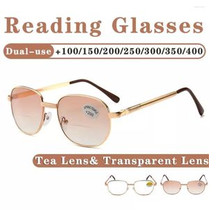 Sunglasses Reading Glasses Men Bifocal Presbyopia Far And Near HD Women Metal Frame Eyeglasses