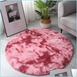 Carpets Fluffy Shag Fur Rug Round Shaped 60Cm 120Cm Fuzzy Abstract Area Rugs For Bedroom Living Room Nursery Decor Furry Carpet Drop Dhpwm