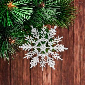 Decorazioni natalizie 24/36 pezzi Ornamenti glitterati con fiori di neve Decorazione pendente per albero di Natale da 4 pollici