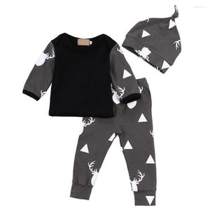 Clothing Sets UK Born Baby Girl Boy Deer Tops T-shirt Pants Hat Outfits Set Clothes 0-2T