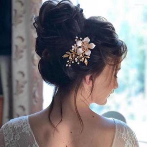 Nakrycia głowy ZMHP359 Fashion Bride Hair Clips Flower Flower Pearl Wedding Bachelorette Party Woman Emerdress Girlf