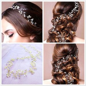 Headpieces 35 cm Crystal Pearl Hair Belt Wedding Bridal Ornaments Headwear Decorations for Brides Accessories