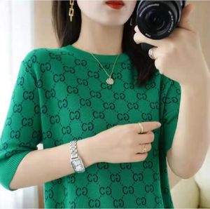 Women's Knits Tees 2022GG New Women Panelled Letter Print Sleeve Short Woman Mature Ins Trendy Womens Lady Top Fashion T-shirt Clothes