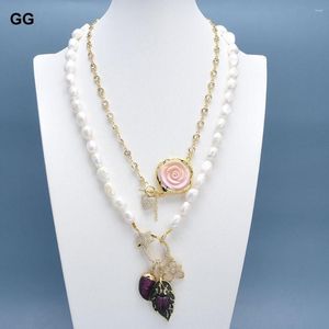 Anh nger Halskette Guaiguai Schmuck kultivierte wei e Keshi Perlenkette Gold plattierte rosa K nigin Conch Blume CZ Insekten Herz