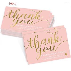 Embrulho de presente 50 PCs Pink Agradecemos Business Greetings Elogio Elogio para pequenas decoração Cartões de notas em massa Loja