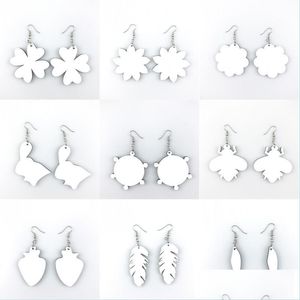 Party Favor Sublimation Blank Earrings Thermal Transfer Printing Diy Star Heart Flower Leaf Shaped Earring Gift Party Favors Drop De Dhaza